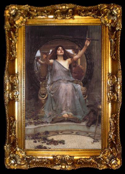framed  John William Waterhouse Circe Offering the  Cup to Odysseus, ta009-2